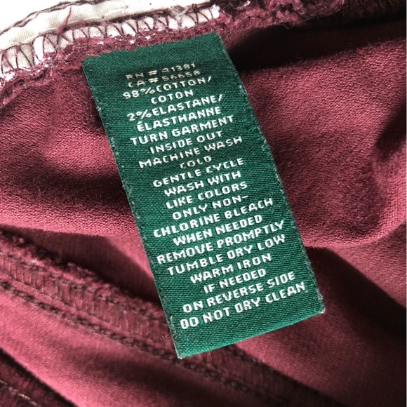 Lauren Ralph Lauren Burgundy Corduroy Premier Straight Pants Size 6P - Picture 13 of 16